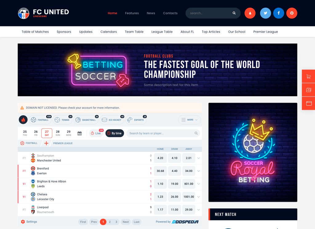 FC United | Tema WordPress Futebol, Futebol e Esportes + RTL
