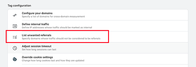 Listar referências indesejadas List unwanted referrals