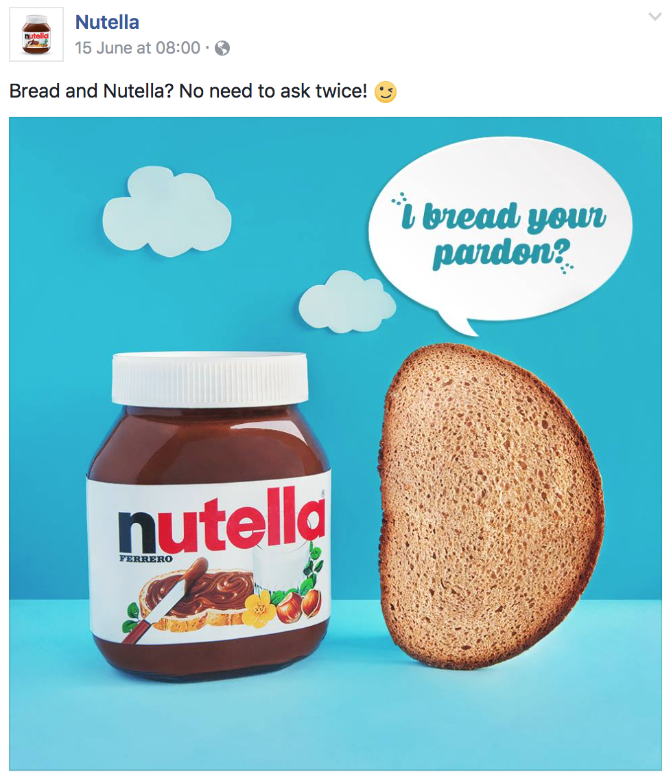 Ein Facebook-Post von Nutella.