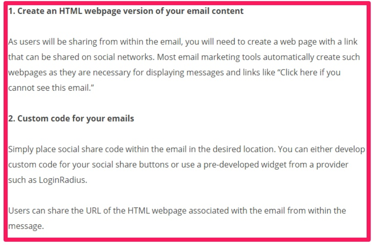 Anweisungen zum Erstellen benutzerdefinierter HTML-Share-Buttons für E-Mails.