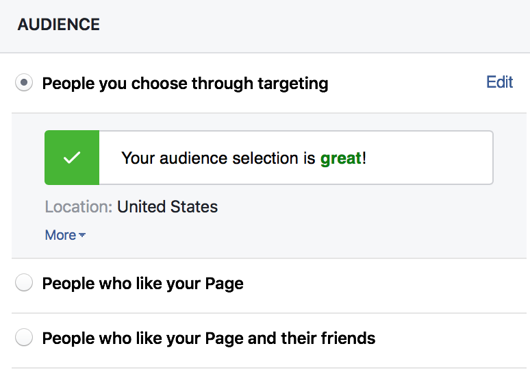 Die Funktion zum Auswählen Ihrer Zielgruppe von Facebook-Anzeigen