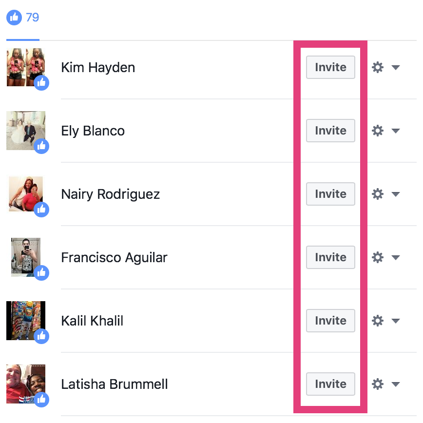 Eine Liste von Personen, denen ein Facebook-Post gefallen hat, aber nicht die Seite, auf der er erschienen ist.
