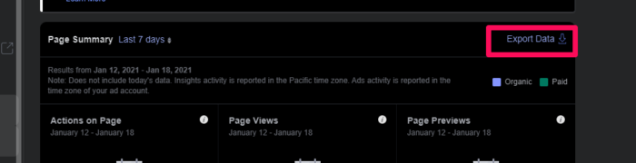 Oben im Bereich „Insights“ der Facebook-Unternehmensseite.