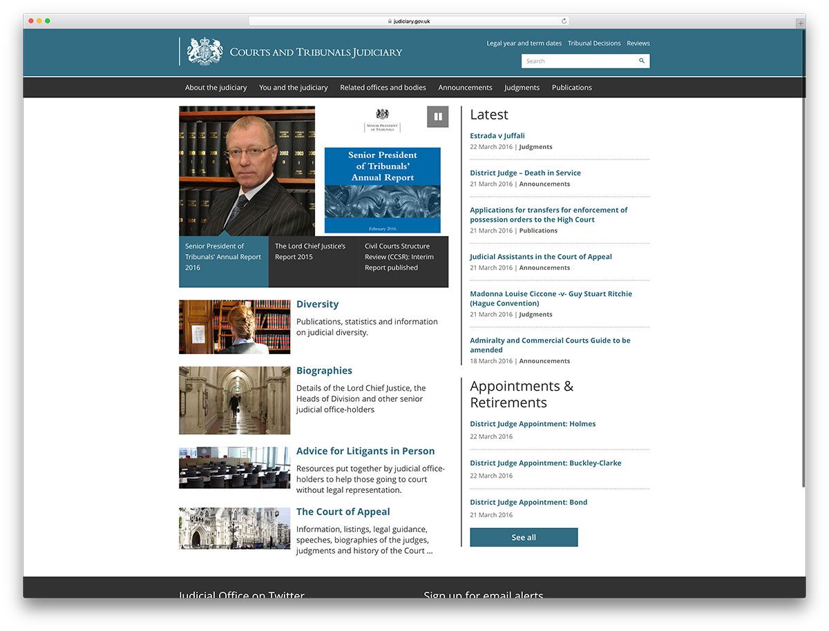 Justiz-Regierungs-Website-basierend auf WordPress