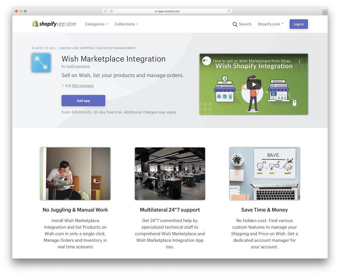 Wish Shopify Marketplace-App