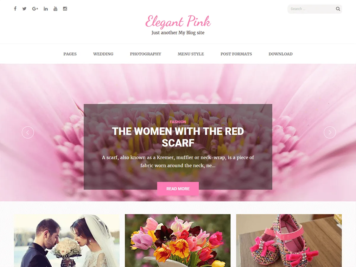 Elegante tema rosado de WordPress