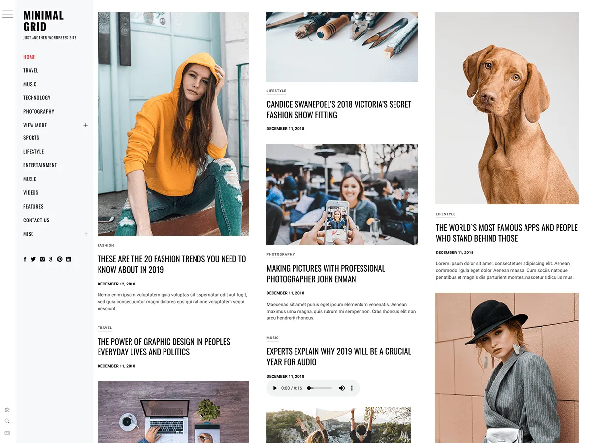 Dergi ve haber sitesi için minimal WordPress teması