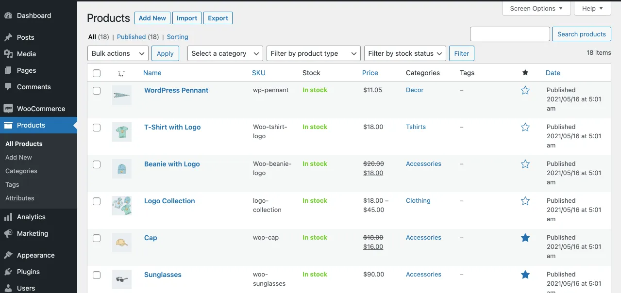 Listado de productos en WooCommerce