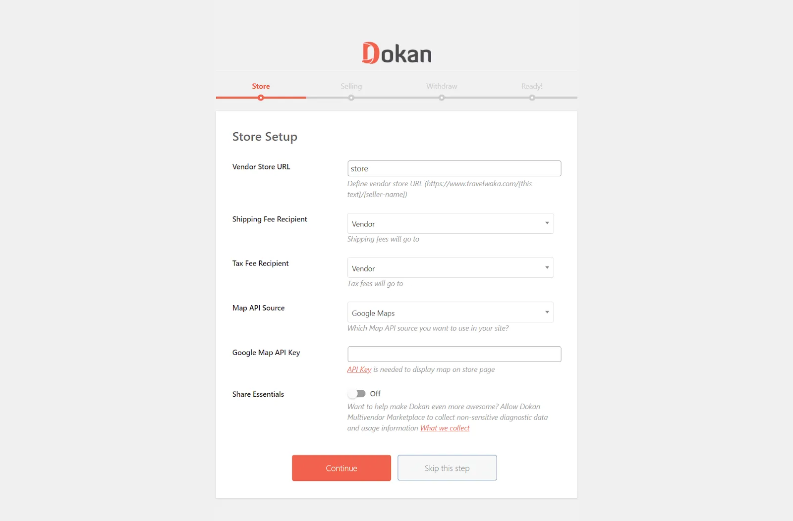 Dokan 商店設置