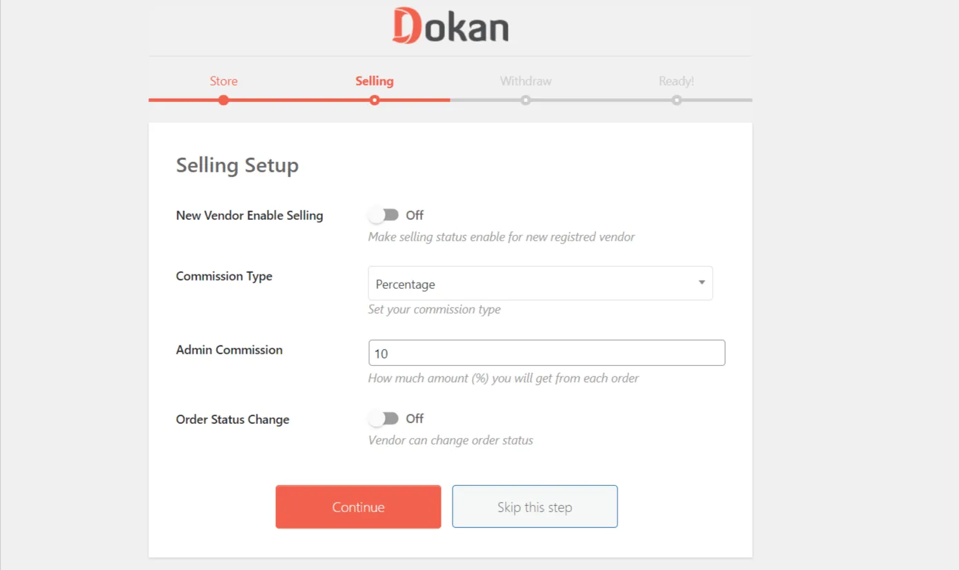 Dokan 銷售設置