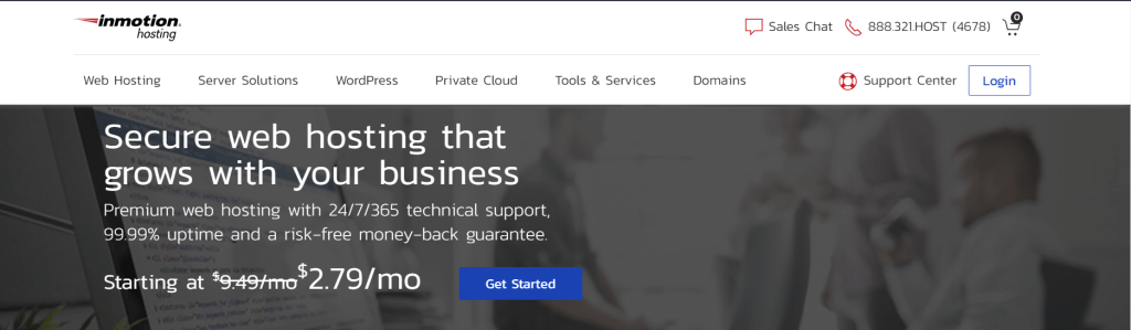 新的! 2022 年小型企业 10 个最佳虚拟主机 – PCL 8 InMotion Hosting homepage