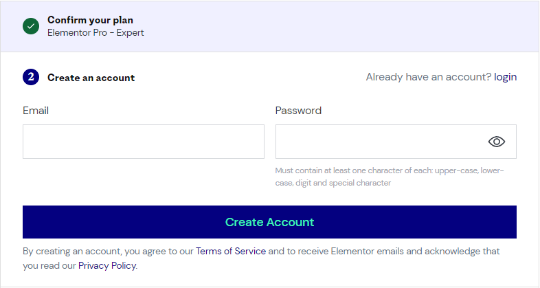 خصم 25٪ على خصم رمز قسيمة Elementor الرسمي (سبتمبر 2022) 13 Elementor create account