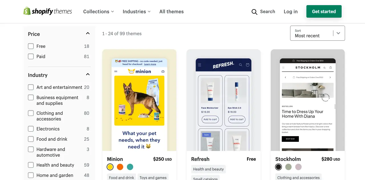 Shopify 主題商店
