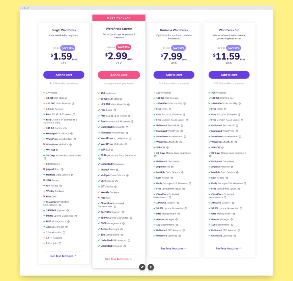 5 เว็บโฮสติ้งที่ดีที่สุดสำหรับเว็บไซต์ช่างภาพ & ธุรกิจ 2022 16 Hostinger wordpress plans