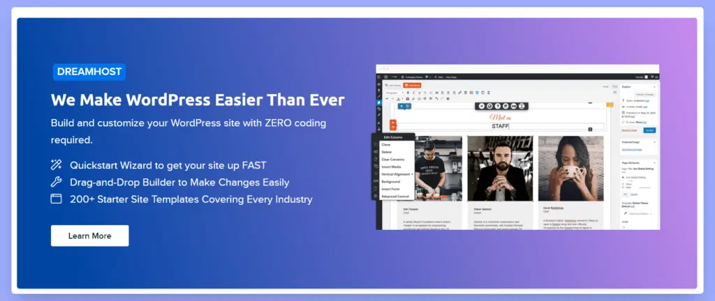 5 เว็บโฮสติ้งที่ดีที่สุดสำหรับเว็บไซต์ช่างภาพ & ธุรกิจ 2022 7 Dreamhost website builder