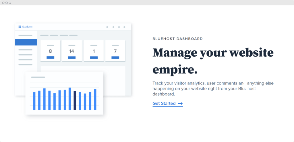 5 เว็บโฮสติ้งที่ดีที่สุดสำหรับเว็บไซต์ช่างภาพ & ธุรกิจ 2022 5 Bluehost tool dashboard