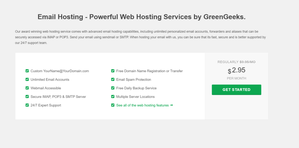 Los 5 mejores alojamientos web con cuentas de correo electrónico ilimitadas en 2022 4 Greengeeks email hosting