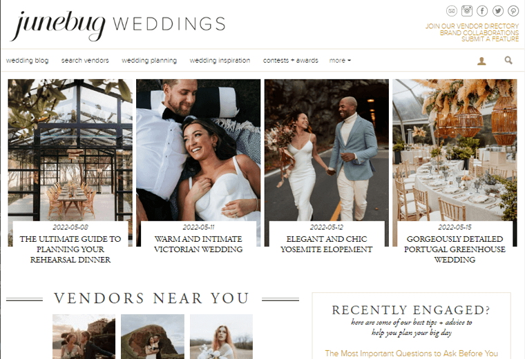 Junebug Weddings - Esempi di siti Web di blog