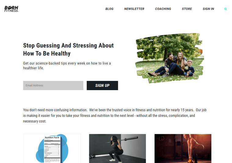 Blog Born Fitness - Esempi di siti web