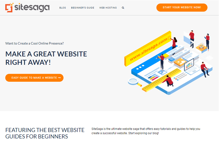 Blog sulla tecnologia SiteSaga Esempio di sito web