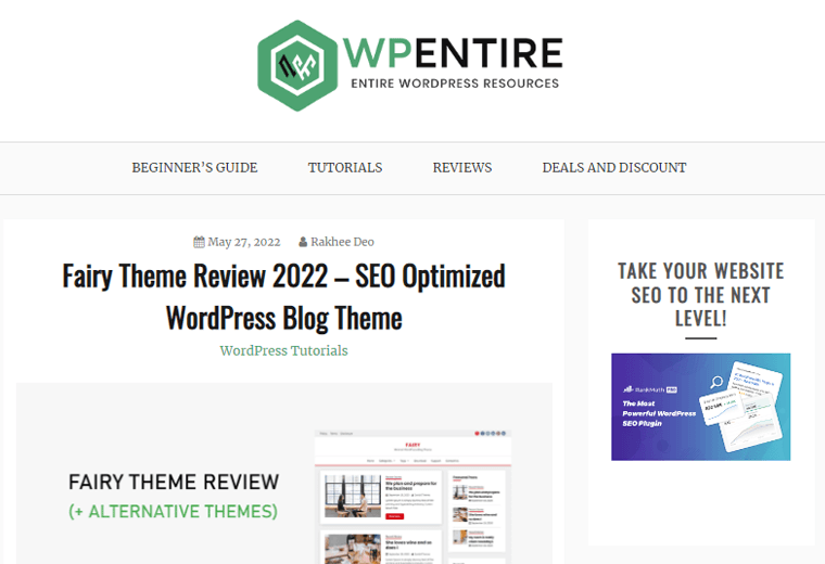 Esempio di sito Web di blog WPEntire WordPress