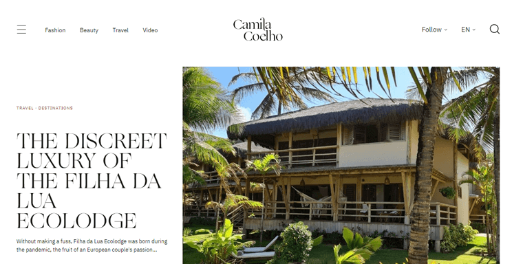 Camila Coelho Fashion Beauty and Travel Blog Sito web