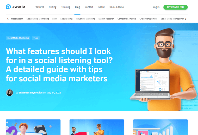 Sito Web di Awario Social Media Marketer Blog
