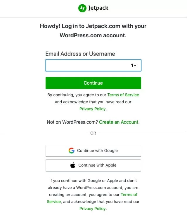 Necesitas una cuenta de WordPress.com para usar Jetpack.