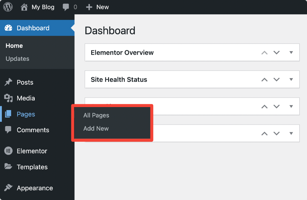 yeni wordpress sayfası ekleme