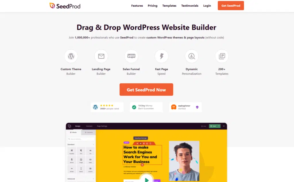 7 สุดยอดผู้สร้างหน้า Landing Page ของ WordPress 2022 (+ทดลองใช้ฟรี) 14 Seedprod landing wordpress page builder
