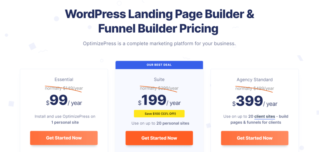 7 สุดยอดผู้สร้างหน้า Landing Page ของ WordPress 2022 (+ทดลองใช้ฟรี) 10 OptimizePress Landing Page Builder pricing