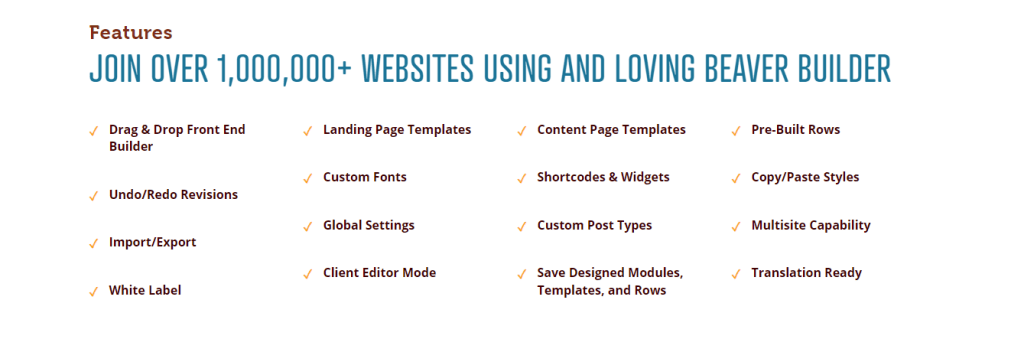 7 สุดยอดผู้สร้างหน้า Landing Page 2022 (+ทดลองใช้ฟรี) 17 Beaverbuilder features