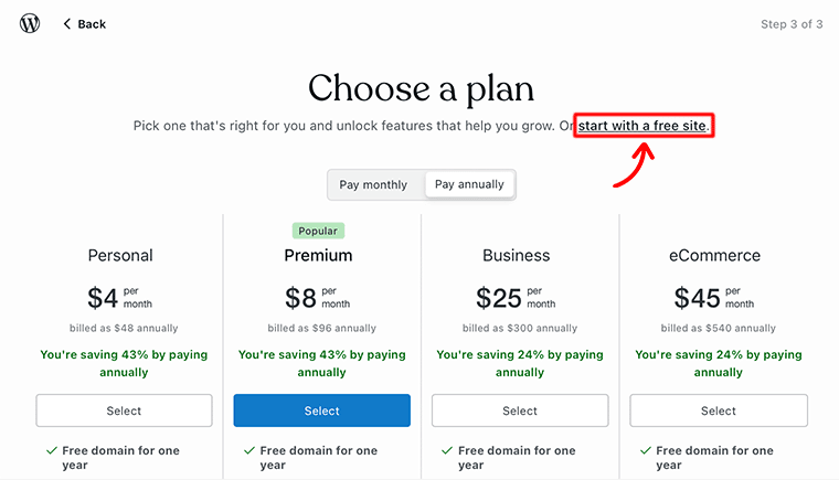 Erstellen Sie eine WordPress.com-Website mit kostenlosem Plan