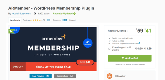 Plugin d'adhésion WordPress ARMember