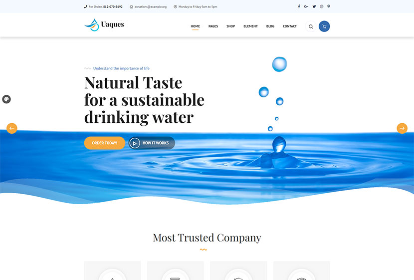 Uaques - İçme Suyu Dağıtımı WordPress Teması + RTL