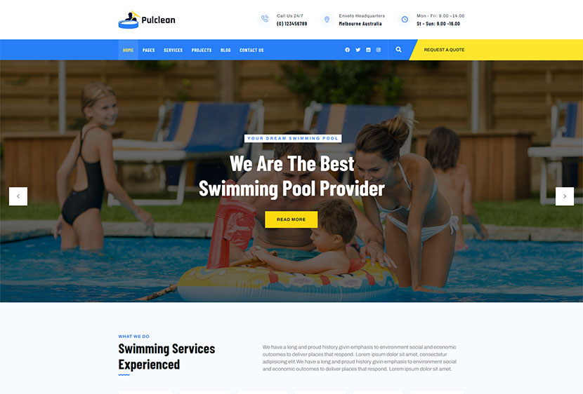 Pulclean - Yüzme Havuzu Bakımı WordPress Teması