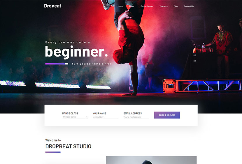 Dropbeat - 创意舞蹈工作室 WordPress 主题