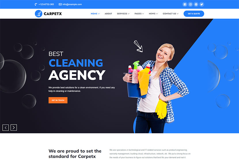 Carpetx - Tema WordPress per servizi di pulizia